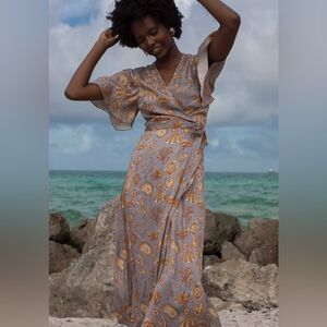 NEW CAROLINA K Coral Reef Wrap Maxi Dress